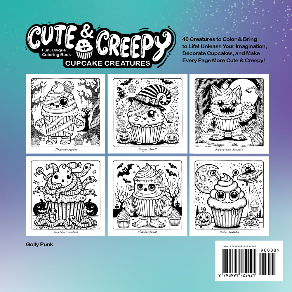 Pre-Order / Cute & Creepy Cupcake Creatures: Fun, Unique Coloring Book For Adults and Teens
