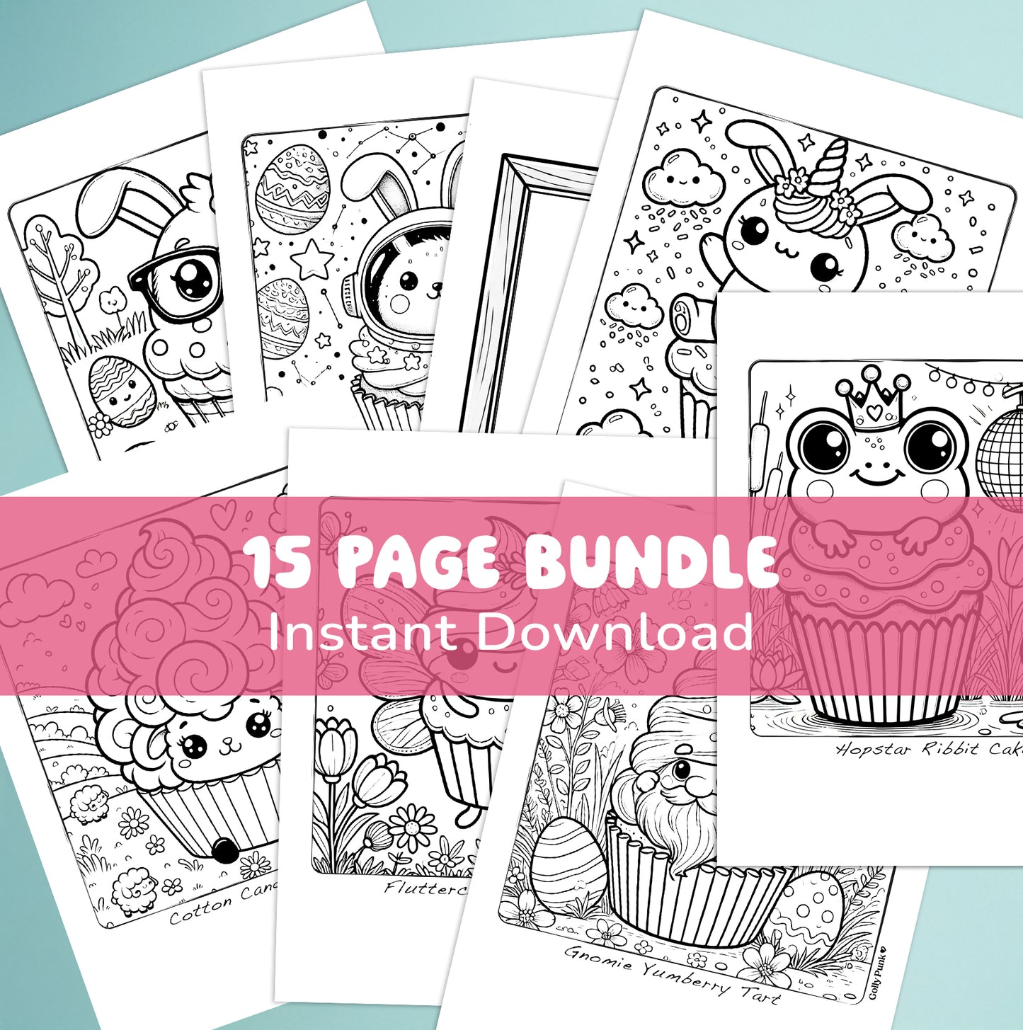 Downloads: 15 Page Cute & Hoppy Cupcake Creatures Coloring Bundle