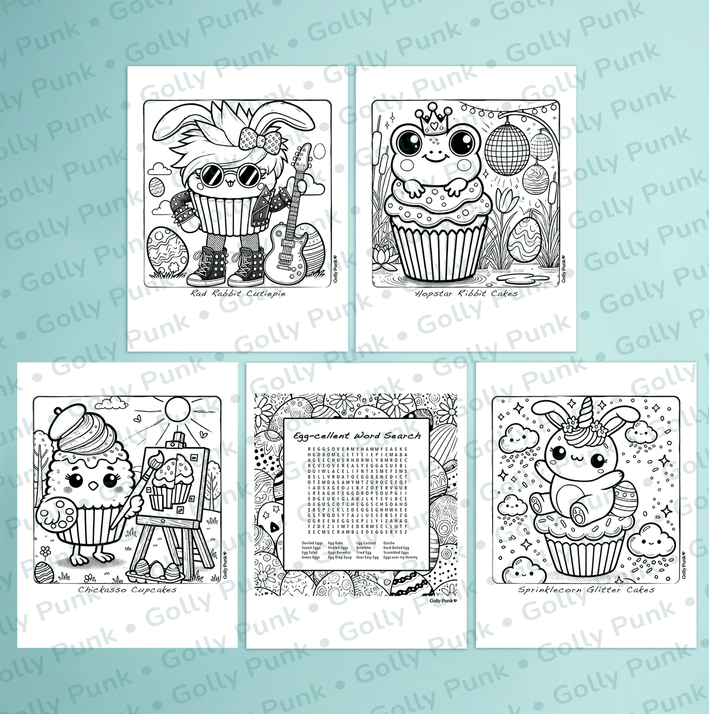 Downloads: 15 Page Cute & Hoppy Cupcake Creatures Coloring Bundle