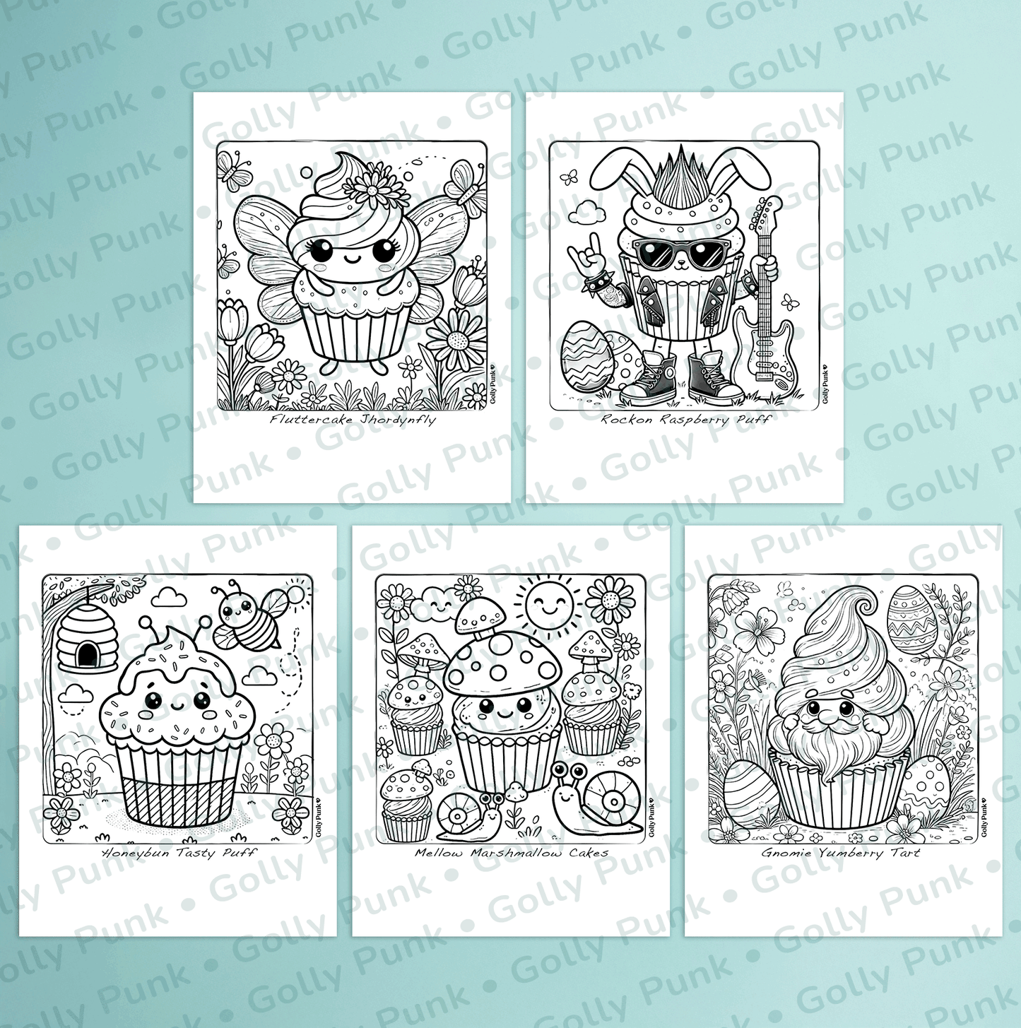 Downloads: 15 Page Cute & Hoppy Cupcake Creatures Coloring Bundle