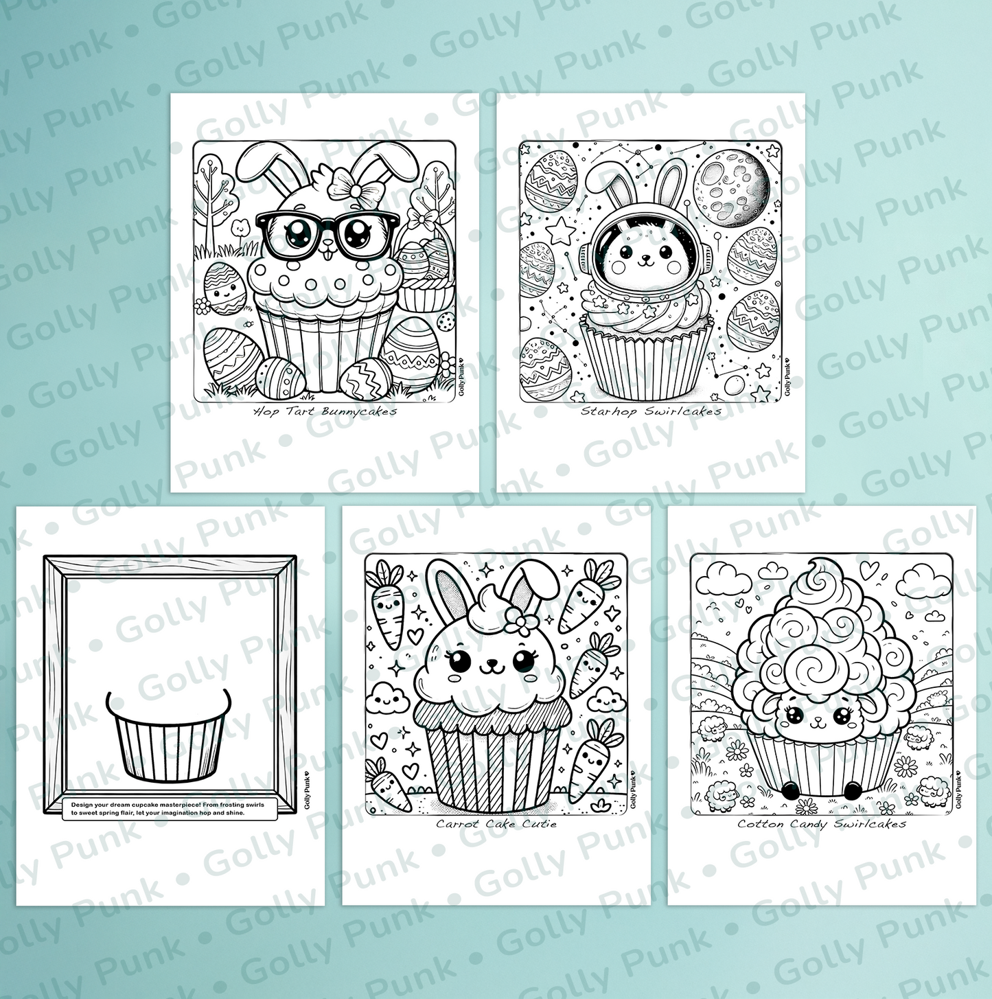 Downloads: 15 Page Cute & Hoppy Cupcake Creatures Coloring Bundle