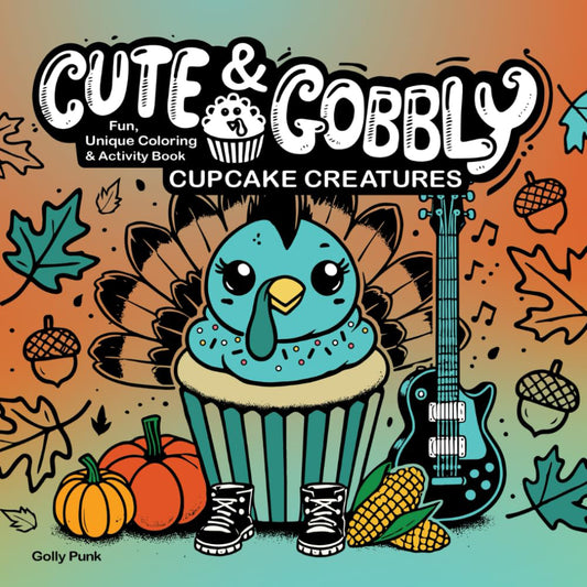 Cute & Gobbly Cupcake Creatures Coloring & Activity Book - AI-assisted artwork, hand-refined and colorized by the artist.