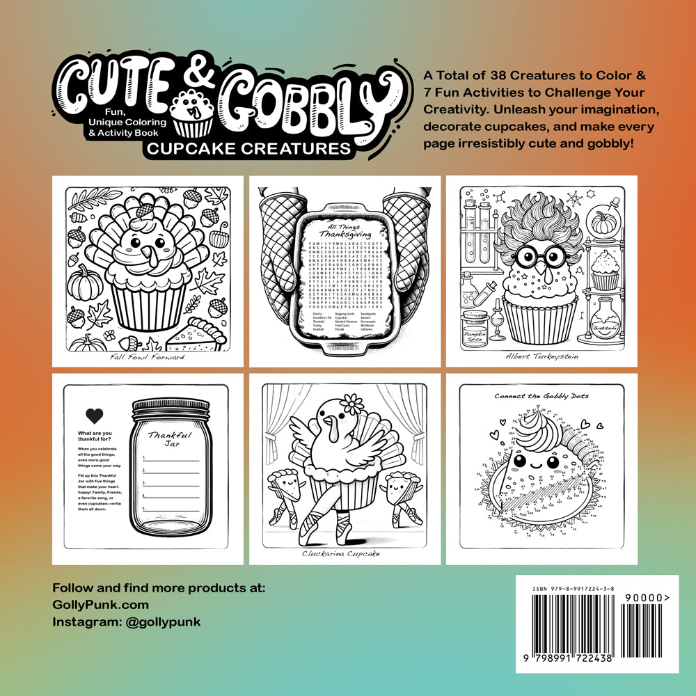 Cute & Gobbly Cupcake Creatures: Fun, Unique Coloring & Activity Book for Adults and Teens